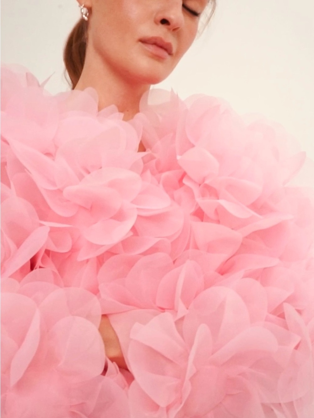 Peony soft Lyric Blush Pink Petal cape Bomber Jacket OS - Picture 8 of 8
